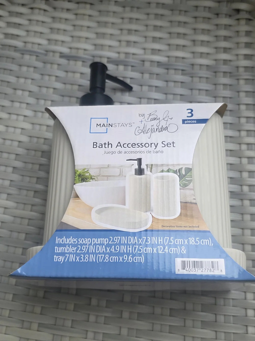 Mainstays Cream Ribbed Bath Accessory Set - 3 Piece